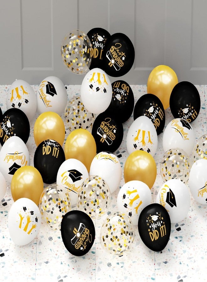 OuMuaMua 2025 Graduation Party Decorations, 68pcs Graduation Balloons Black and Gold Grad Decor for College High School Class of 2025 Congrats Grad Party Decor - Image 2