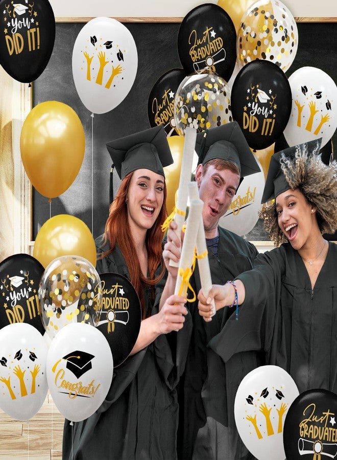 OuMuaMua 2025 Graduation Party Decorations, 68pcs Graduation Balloons Black and Gold Grad Decor for College High School Class of 2025 Congrats Grad Party Decor - Image 5