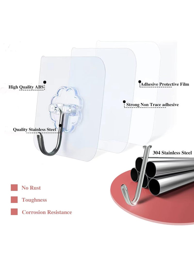 SHAYONAM SHAYONAM Adhesive Hooks 132LBMax Heavy Duty Self Adhesive Hooks Transparent Waterproof and Oilproof Wall Hooks for Hooks AdhesiveWall Hanger for ClothesWall Hook Clips Sticker Pack of 10  - Image 5