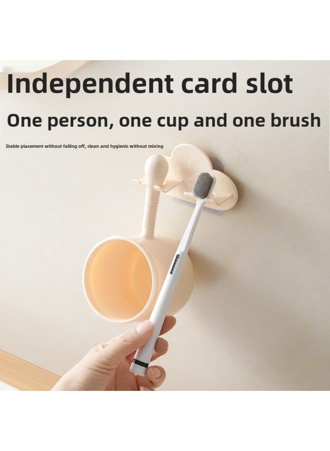 Knock On The Clouds With Handle Wash Cup Toothbrush Holder Suit Wall-mounted Gargle Cup Drop-proof Gargle Cup Three-piece Set-Color:Sakura Powder-Capacity:51-100ML  - Image 4