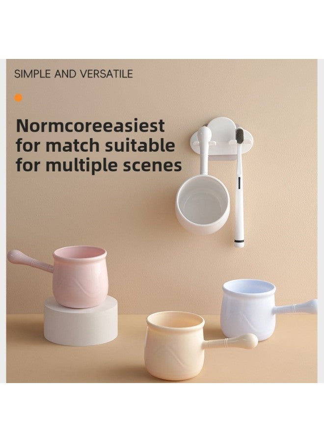 Knock On The Clouds With Handle Wash Cup Toothbrush Holder Suit Wall-mounted Gargle Cup Drop-proof Gargle Cup Three-piece Set-Color:Sakura Powder-Capacity:51-100ML  - Image 2