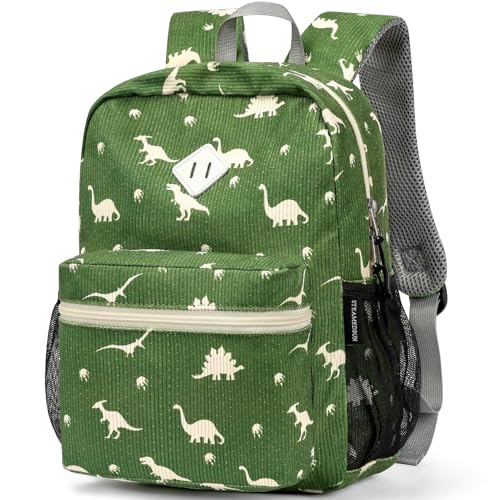 STEAMEDBUN Corduroy Kids Backpack for Boys Girls 38 Boys Backpack for Elementary Kindergarten Dinosaur - Image 1
