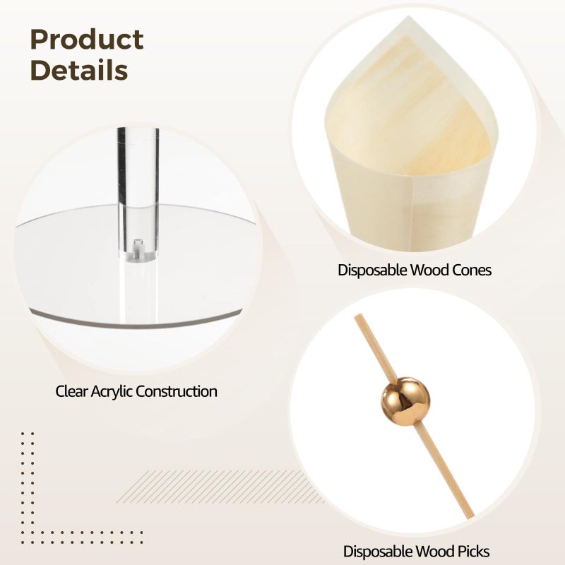Modern Acrylic Ice Cream Cone Holder Display Stand With 100 Cocktail Picks 16 Holes Party Decoration - Image 4