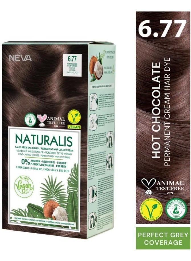 NEVA Naturalis Permanent Hot Chocolate 6.77 Hair Color 100% Gray Coverage Ammonia Free Long Lasting Shine - Image 2