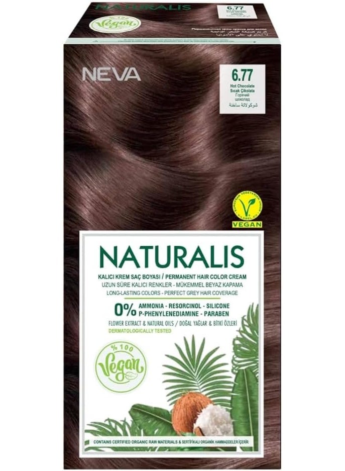 NEVA Naturalis Permanent Hot Chocolate 6.77 Hair Color 100% Gray Coverage Ammonia Free Long Lasting Shine - Image 3