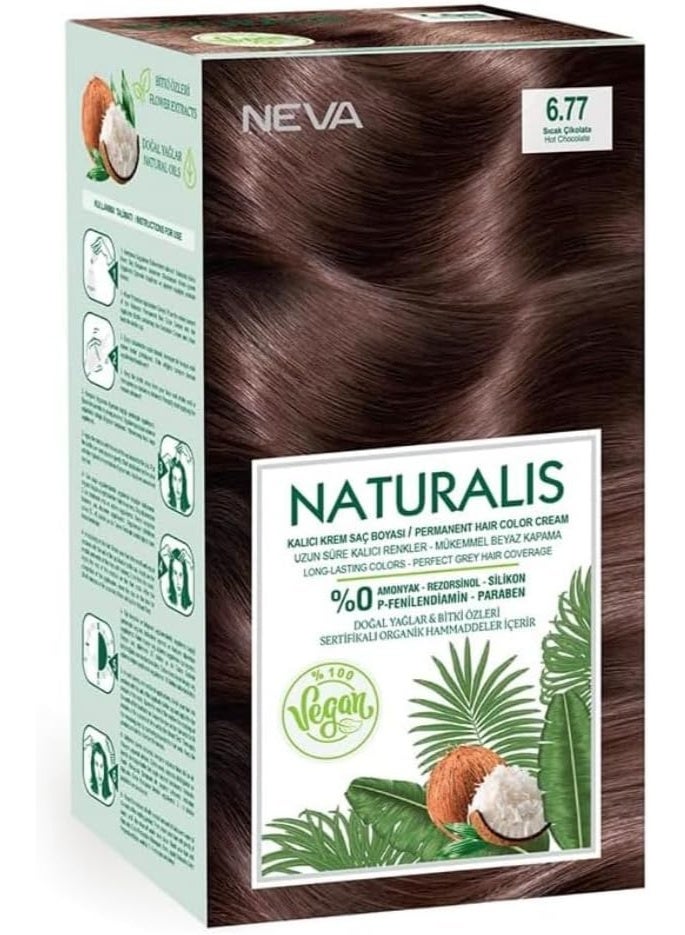 NEVA Naturalis Permanent Hot Chocolate 6.77 Hair Color 100% Gray Coverage Ammonia Free Long Lasting Shine - Image 1