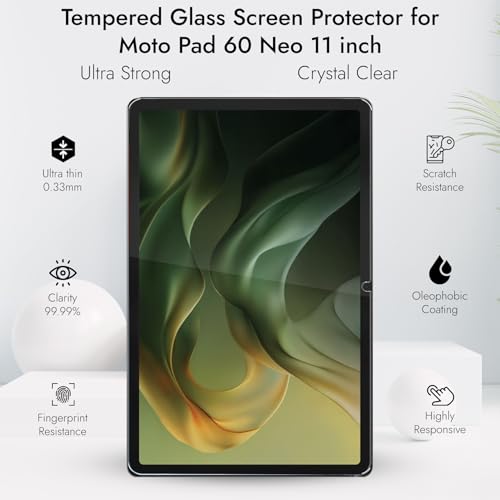 Robustrion Tempered Glass for Moto Pad 60 Neo 11" Screen Protector Guard for Moto Pad 60 Neo 11 inch Tablet - 1 Pack - Image 3