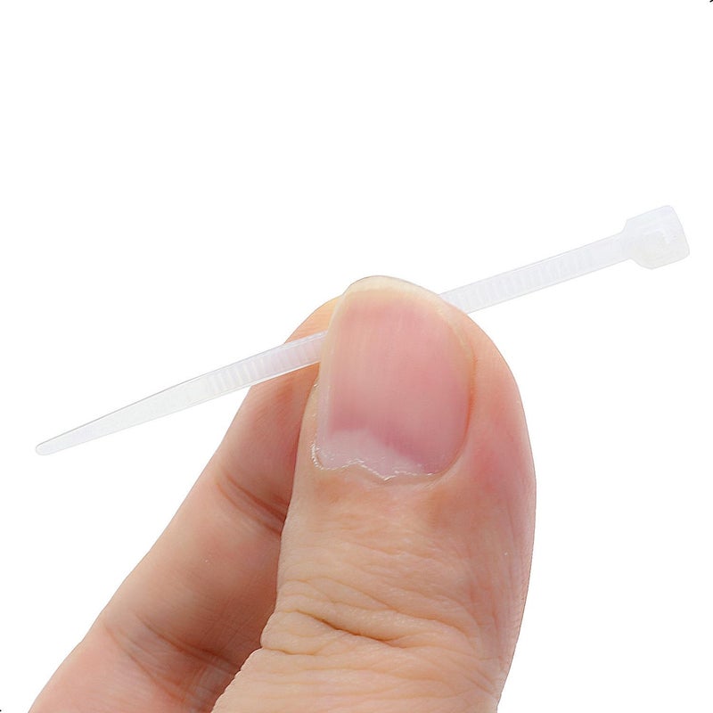 QJZXUEZHEN 100Pcs Cable Zip Ties 60 x 2.5mm / 2.4 x 0.1 Inch Self-Locking Nylon Tie,18LBS Tensile Strength,Wraps Cord Management,Plastic Thin Mini Wire Ties for Office,Garden,Workshop,White/Clear 6 x 0.25cm - Image 3