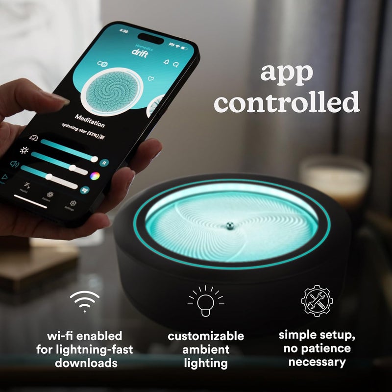 HoMedics حديقة التأمل الزن هوميدكس 11 درفت ساندسكيب بحجم مدمج مع إضاءة LED ذكية متصلة بالواي فاي باللون الأسود - Image 5