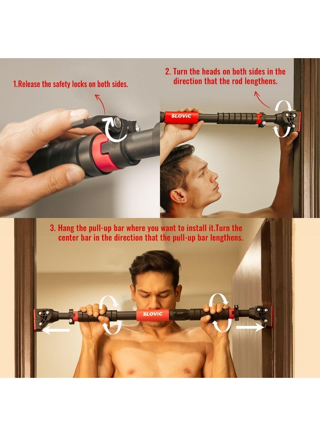 SLOVIC Door Pull Up Bar For Home Workout [200 Kg Load Capacity]| No Screw Pull Up Bar Stand With Anti-Skid Grip [Length 72-110 Cm]| Gym Equipment For Home Workout | Pull Up Bar Wall Mounted For Height - Image 4