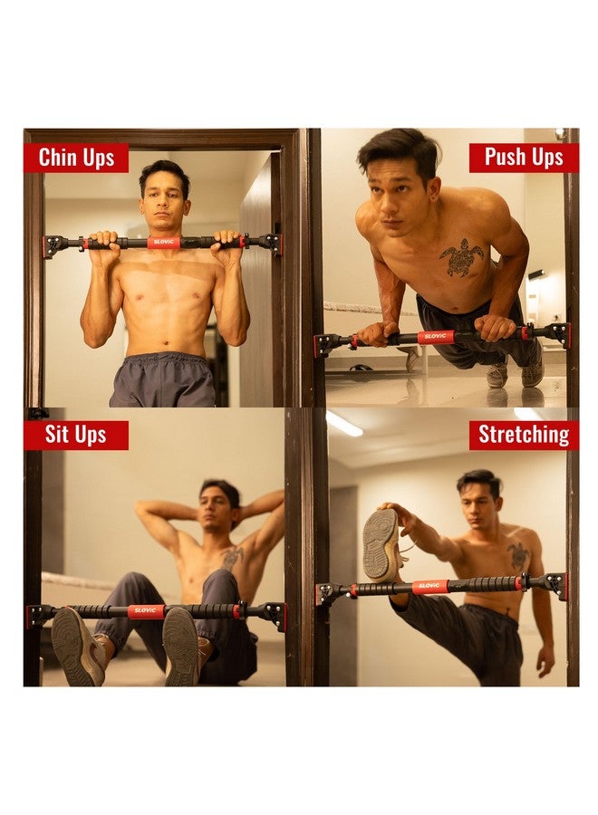 SLOVIC Door Pull Up Bar For Home Workout [200 Kg Load Capacity]| No Screw Pull Up Bar Stand With Anti-Skid Grip [Length 72-110 Cm]| Gym Equipment For Home Workout | Pull Up Bar Wall Mounted For Height - Image 2