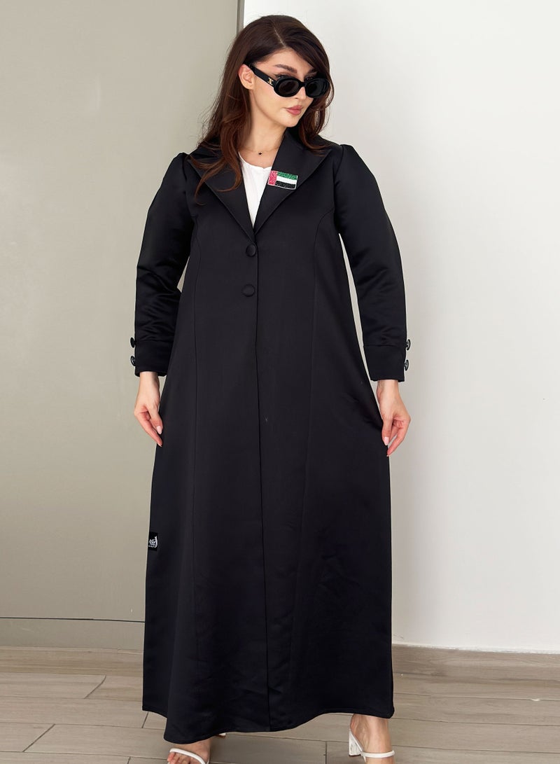 روزيت عباية عباية أنيقة بتصميم بليزر مع تطريز أحجار بعلم الإمارات العربية المتحدة مع تطريز شيللا متناسق - Image 5