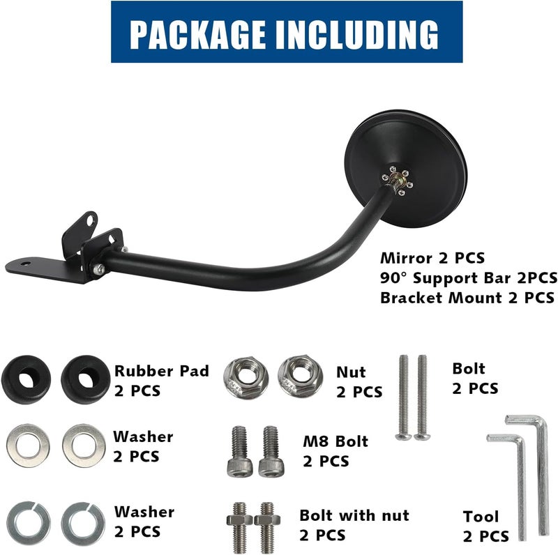 SUNPIE Round Side Mirrors for Jeep Wrangler JL & Gladiator - Image 4