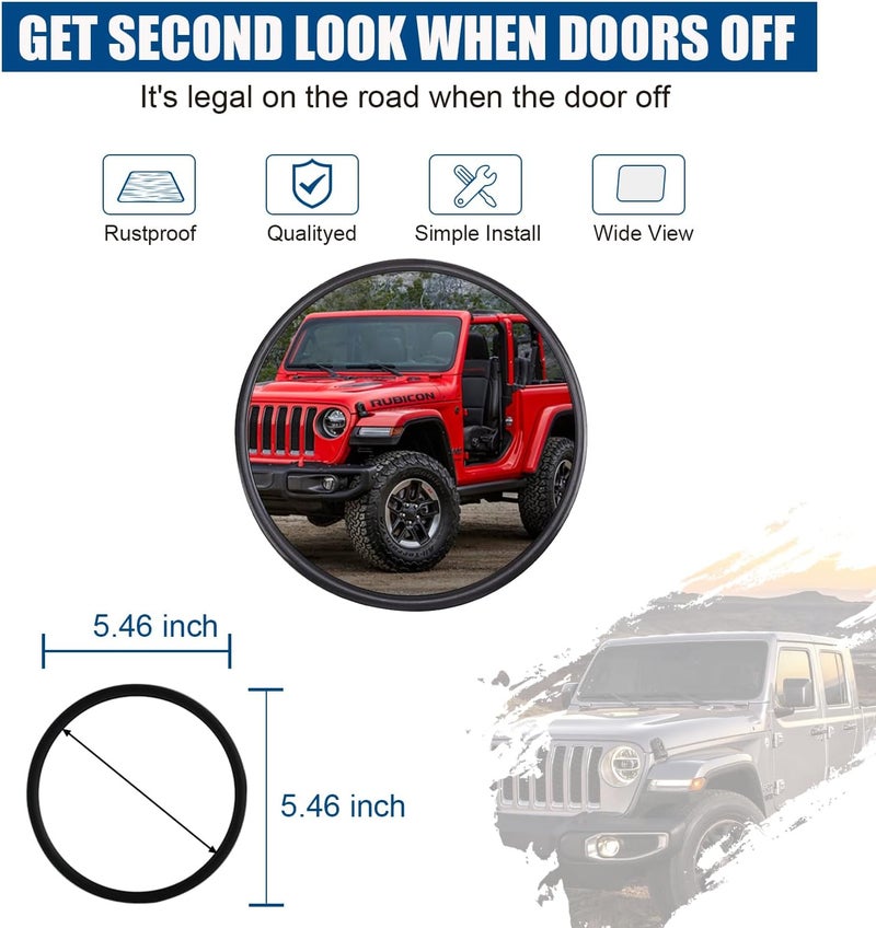 SUNPIE Round Side Mirrors for Jeep Wrangler JL & Gladiator - Image 3