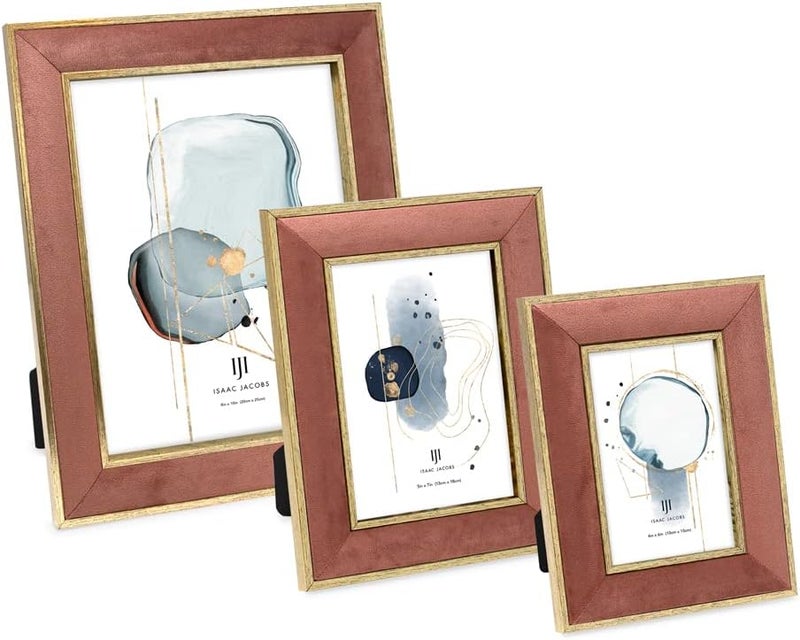إسحاق جاكوبس إطار صورة مخملي مع إطار مزدوج ذهبي معدني، إطار صور، أفقي وعمودي، مصمم للعرض على الطاولة والجدار، للمنزل والمكتب (5x7، تيراكوتا) - Image 3