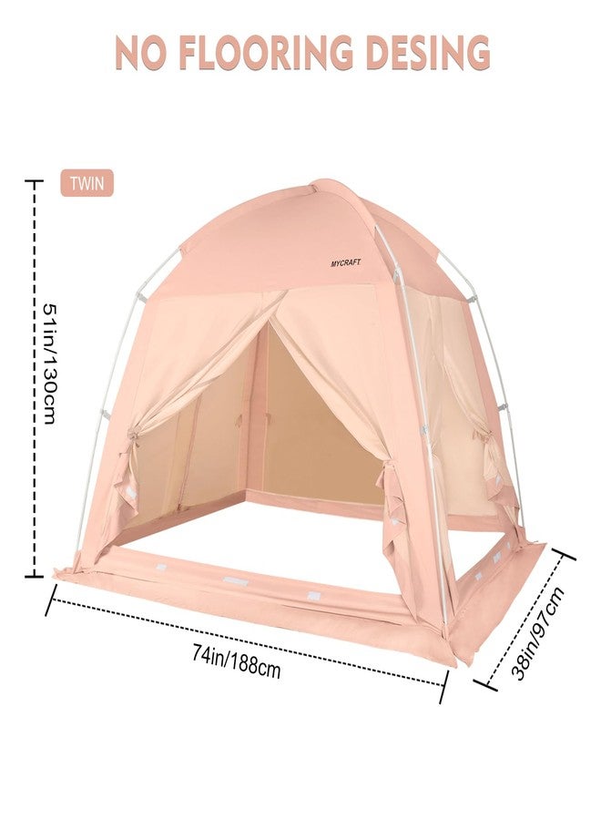 Mycraft Twin Size Bed Tents Canopy Bed-Privacy Dream Tent for Cozy Indoor Sleeping, Light-Reducing,and Breathable, with 4 Doors Floor Tent Bed - Image 2