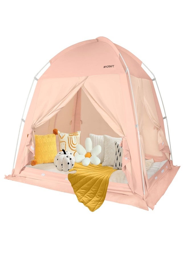 Mycraft Twin Size Bed Tents Canopy Bed-Privacy Dream Tent for Cozy Indoor Sleeping, Light-Reducing,and Breathable, with 4 Doors Floor Tent Bed - Image 1