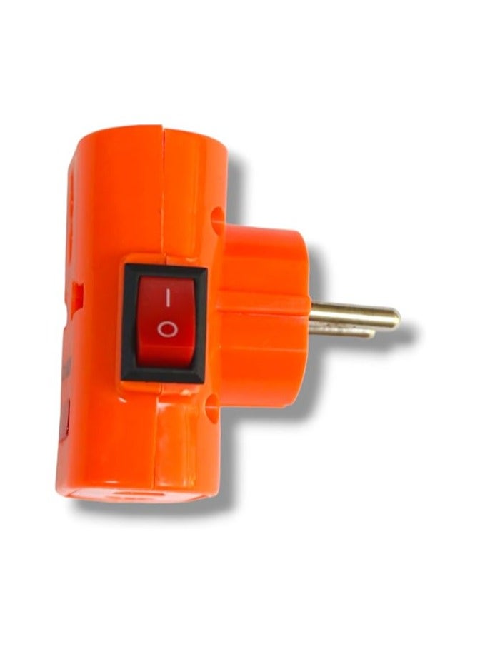 Wall Power Strip - 3 Slots - with On Off Switch - LED Indicator - orange - Image 2