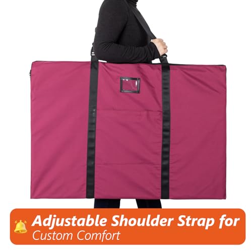 BERYA Large Size Art Portfolio Bag with Nylon Shoulder, 24 x 36 inches Light Weight Poster Storage Bag Board Holder with Handle and Zipper for Poster, Sketching and Drawing (red) - Image 2
