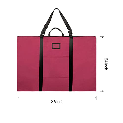 BERYA Large Size Art Portfolio Bag with Nylon Shoulder, 24 x 36 inches Light Weight Poster Storage Bag Board Holder with Handle and Zipper for Poster, Sketching and Drawing (red) - Image 3
