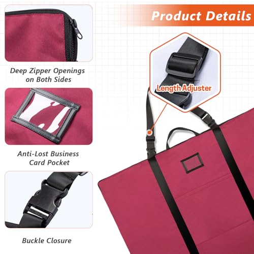 BERYA Large Size Art Portfolio Bag with Nylon Shoulder, 24 x 36 inches Light Weight Poster Storage Bag Board Holder with Handle and Zipper for Poster, Sketching and Drawing (red) - Image 5