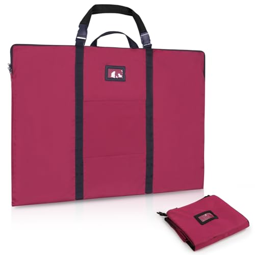 BERYA Large Size Art Portfolio Bag with Nylon Shoulder, 24 x 36 inches Light Weight Poster Storage Bag Board Holder with Handle and Zipper for Poster, Sketching and Drawing (red) - Image 1