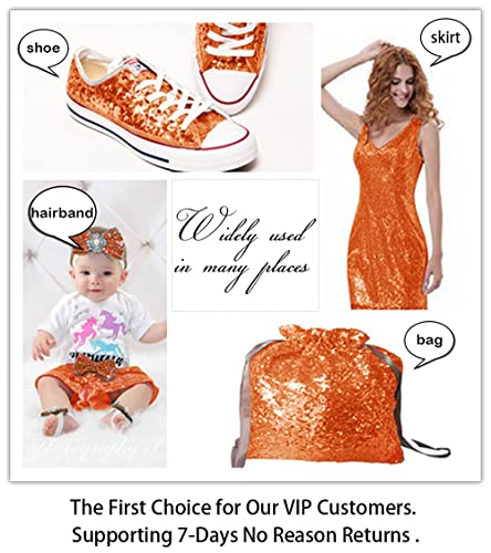 ShiDianYi Sequin Fabric by The Yard Orange 1 Yard Mesh Sequin Fabric Glitter Fabric for Sewing Costumes Clothing 3 Feet Shimmer Orange Sequin Fabric Knit Fabric for Table Overlay - Image 5
