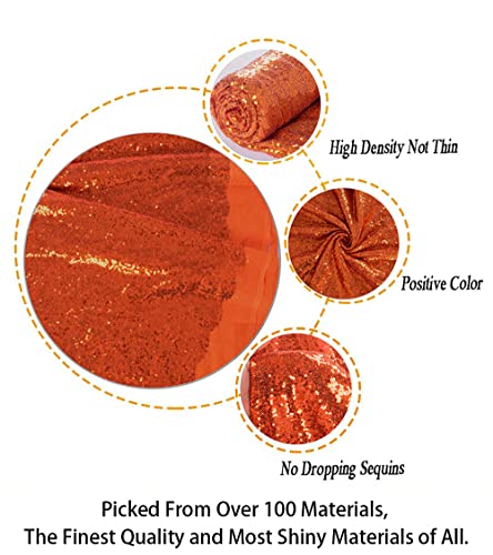 ShiDianYi Sequin Fabric by The Yard Orange 1 Yard Mesh Sequin Fabric Glitter Fabric for Sewing Costumes Clothing 3 Feet Shimmer Orange Sequin Fabric Knit Fabric for Table Overlay - Image 3