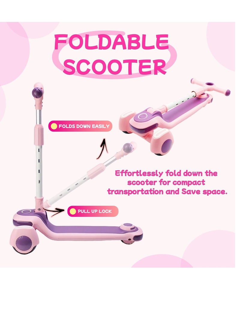 إيزي فيتشور سكوتر ركل للأطفال من إيزي فيوتشر: تصميم قابل للطي، مقبض قابل لضبط الارتفاع، عجلات LED، فرامل خلفية وموسيقى للأعمار من 3 إلى 8 سنوات - Image 2