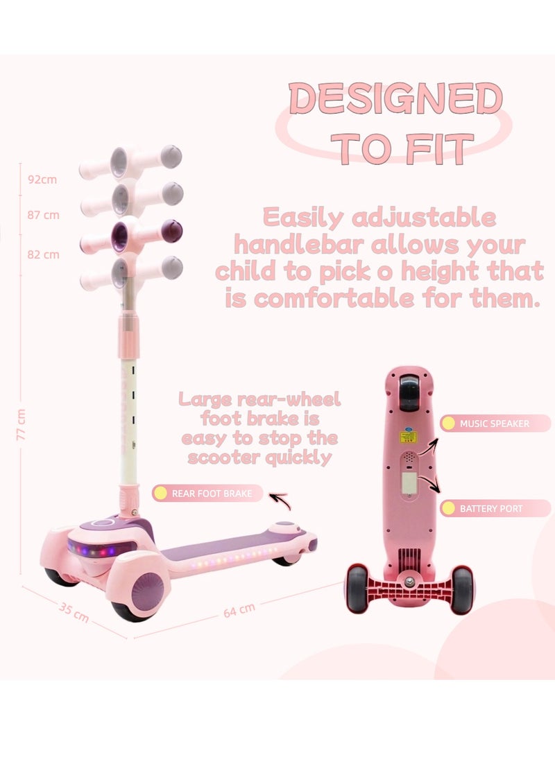 إيزي فيتشور سكوتر ركل للأطفال من إيزي فيوتشر: تصميم قابل للطي، مقبض قابل لضبط الارتفاع، عجلات LED، فرامل خلفية وموسيقى للأعمار من 3 إلى 8 سنوات - Image 3