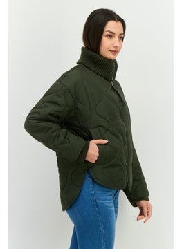 BCBGeneration Women Quilted Puffer Jacket, Olive  - Image 2