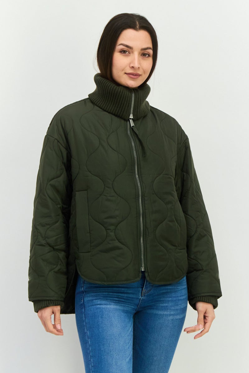 BCBGeneration Women Quilted Puffer Jacket, Olive - Image 1