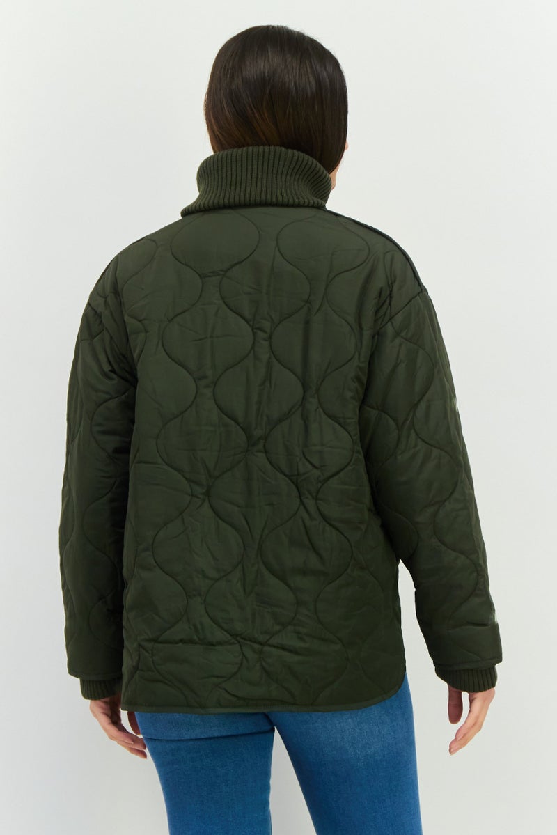 BCBGeneration Women Quilted Puffer Jacket, Olive - Image 3