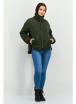 BCBGeneration Women Quilted Puffer Jacket, Olive  - Image 4