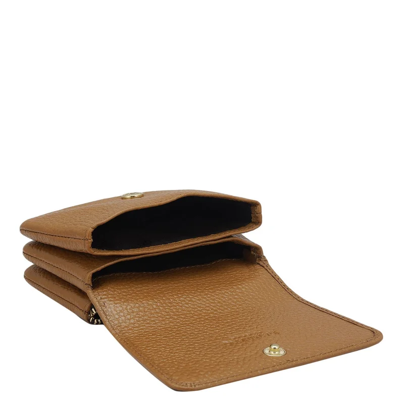 Da Milano Wax Leather Card Case - Caramel