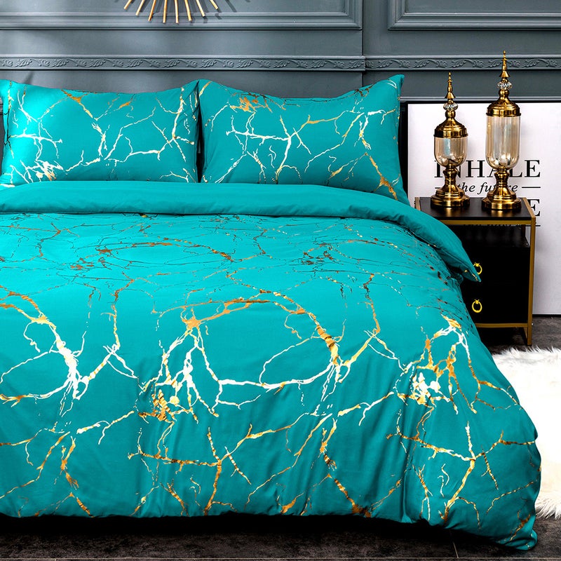 Bedding Three-Piece Set Stamping Texture Quilt Cover Digital Printing Set Home Textiles - Image 4