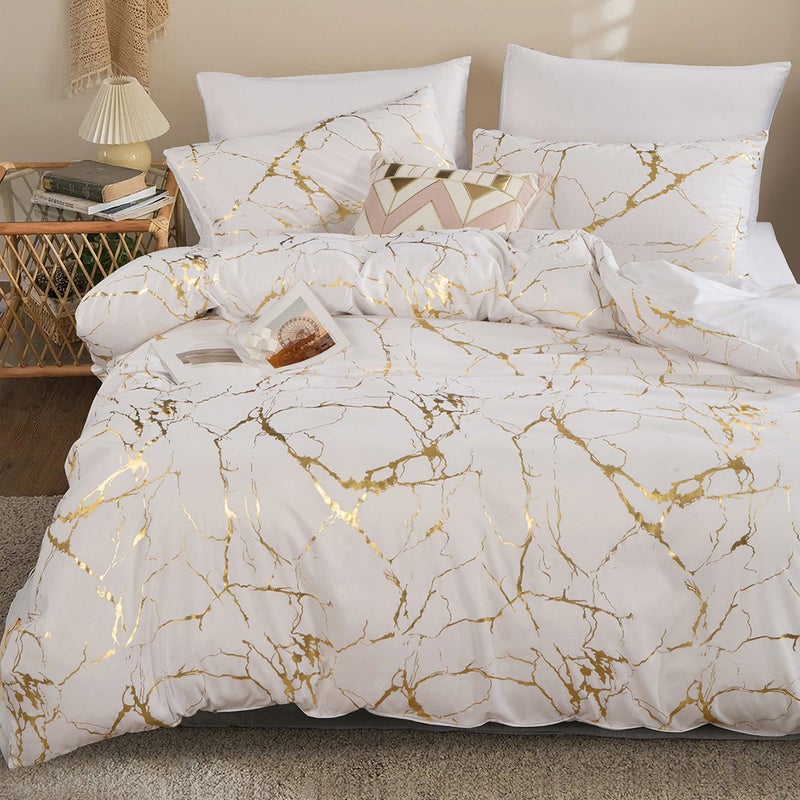 Bedding Three-Piece Set Stamping Texture Quilt Cover Digital Printing Set Home Textiles - Image 2