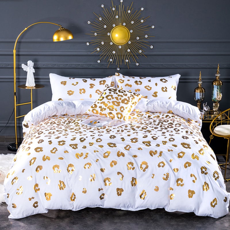 Bedding Three-Piece Set Stamping Texture Quilt Cover Digital Printing Set Home Textiles - Image 3
