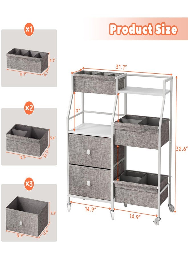 DTK Baby Diaper Caddy Organizer, 3 Tier Rolling Diaper Cart with Dividers and Drawers, Mobile Utility Baby Storage Cart with Wheels, Baby Newborn Essentials for Nursery, Bedroom, Charging Table，Crib - Image 3