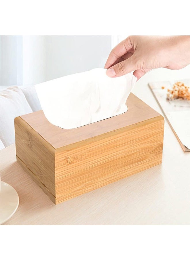 Design Bamboo Tissue Box Rectangular 1 Pack - Modern and Minimalistic Style