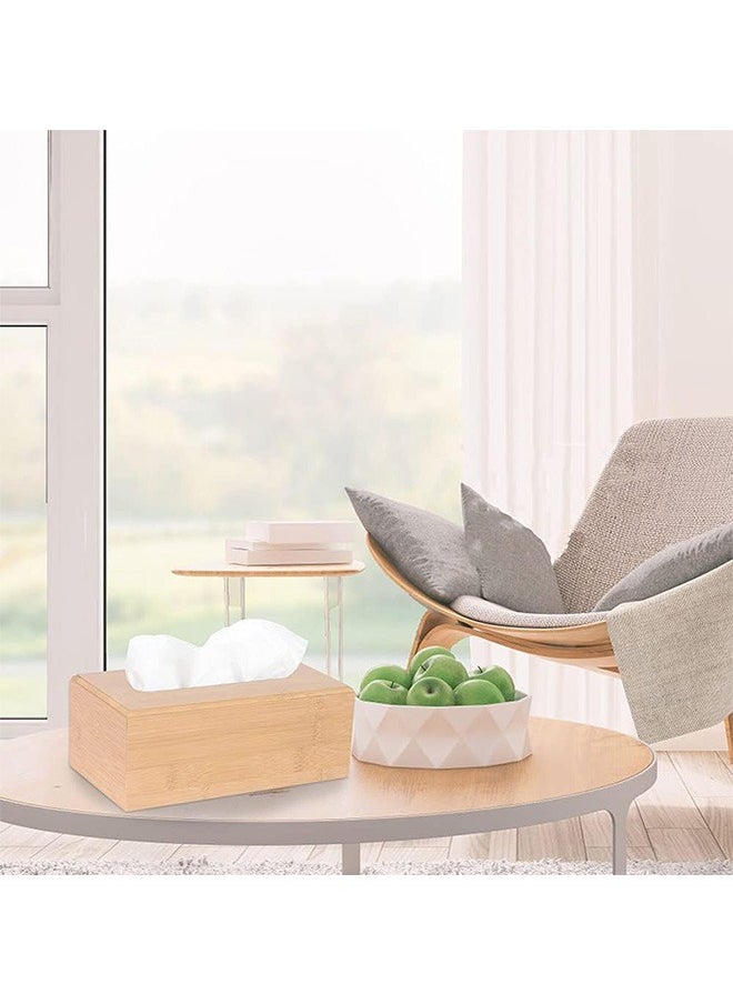 Design Bamboo Tissue Box Rectangular 1 Pack - Modern and Minimalistic Style