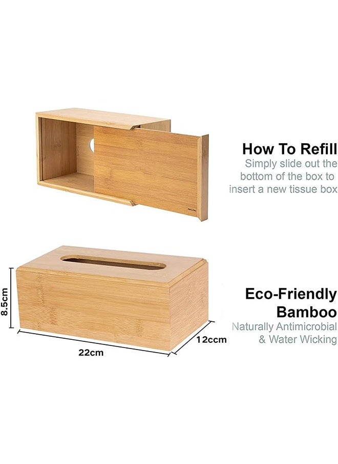 Design Bamboo Tissue Box Rectangular 1 Pack - Modern and Minimalistic Style