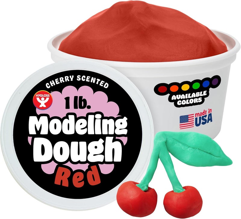 Hygloss Cherry Scented Red Modeling Dough - 1 lb Non-Toxic Play Dough for Kids Arts & Crafts - Image 1