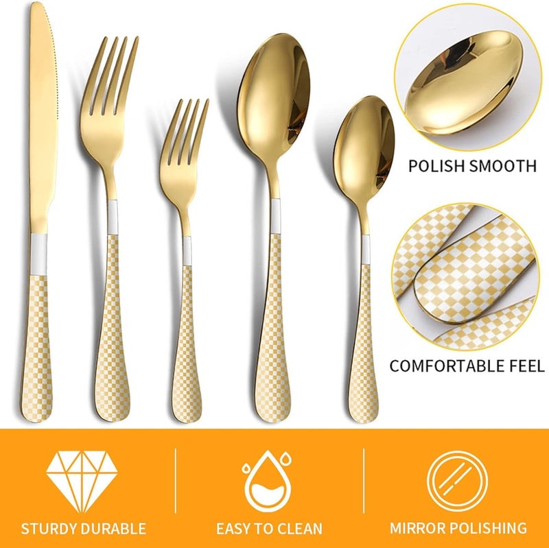 HARSHTI HARSHTI Stainless Steel Spoon Fork and Knife Set of 20PcsMirror Polish Finish Dining Table Cutlery Set Dessert SpoonFork Butter and Bread Cutting Knife SetKitchen Silverware Set Golden20Pcs  - Image 5