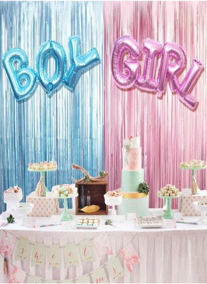 Generic - Gender Reveal Balloons Blue and Pink The set includes 2 curtains and 2 balloons to add a special touch to your party - Image 1