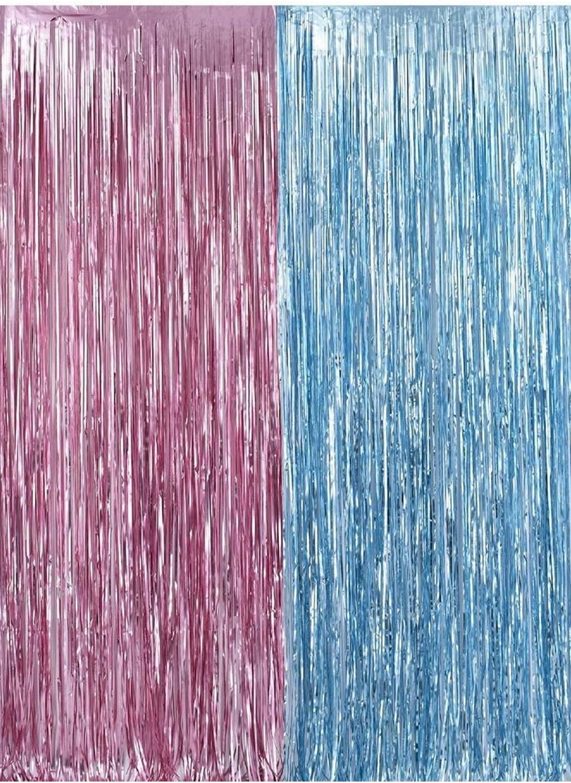 Generic - Gender Reveal Balloons Blue and Pink The set includes 2 curtains and 2 balloons to add a special touch to your party - Image 1