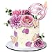 BANBALLON 20 PCS Flower Cake Toppers Butterfly Cake Decorations Happy Birthday Cake Toppers with Pink Purple Flowers Eucalyptus Butterflies for Birthday Party Wedding Baby Shower Supplies Pink Purple - Image 3