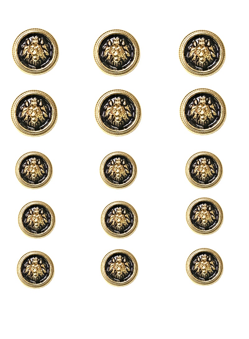 18PCS Round Metal Buttons Set  Decorative Gold Black Buttons for Blazer, Coats, DIY Sewing & Crafting (6pcs 23mm & 12pcs 18mm) - Image 1