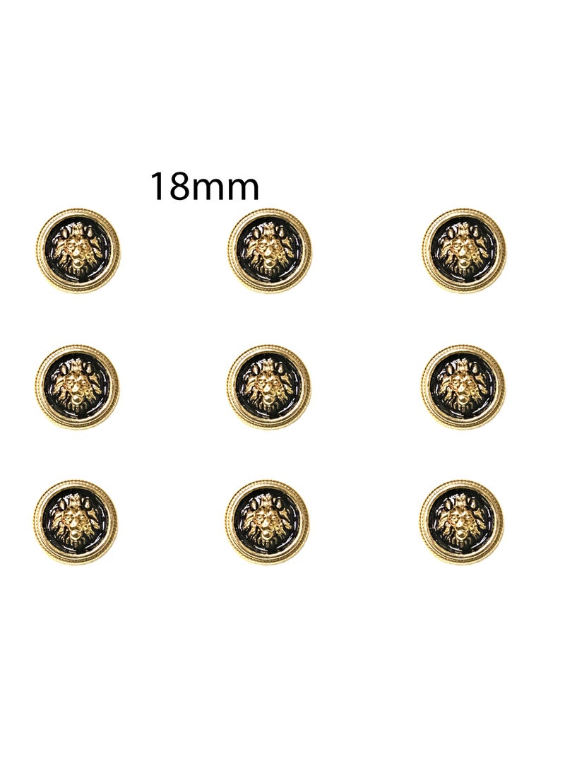 18PCS Round Metal Buttons Set  Decorative Gold Black Buttons for Blazer, Coats, DIY Sewing & Crafting (6pcs 23mm & 12pcs 18mm) - Image 3