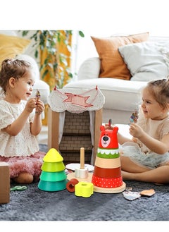 Excefore Wooden Shape Sorting Stacking, Stacking Toys, Rainbow Stacker Toddler Learning Toys for Toddler Boys Girls Best Learning Gift and Brain Toy  - Image 5